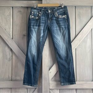 Miss Me BLING Denim Jeans‎ Crop skinny dark wash stretchy size 30